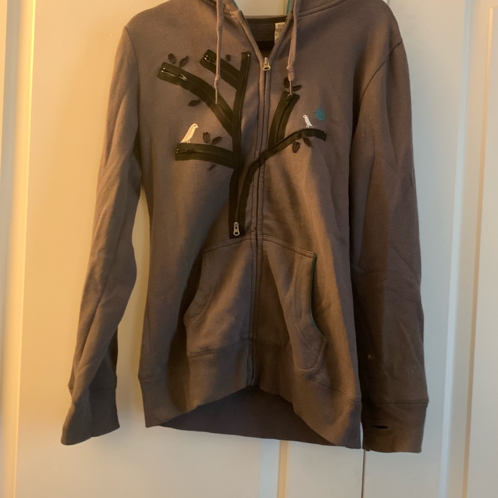 Unique Element hoodie w/ birds and zipper accents